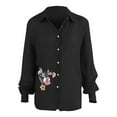 thumbnail image 2 of Jxximdong Button Up Shirts Women Women's Button Up Shirts V Neck Casual Long Sleeve Loose Shirt Tops Black Spring Tops L, 2 of 4