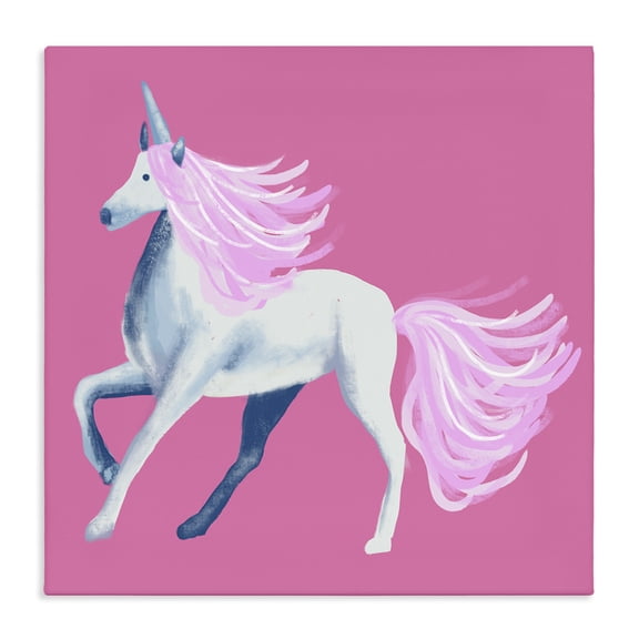 Stupell Industries Contemporary Pink Unicorn Illustration Canvas Art, 17 x 17, by Thimblepress