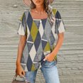 thumbnail image 1 of Fiudx Camisas de Mujer Top de Manga Corta con Cuello Cuadrado Regular y Estampado Sexy de Verano para Mujer, 1 of 6