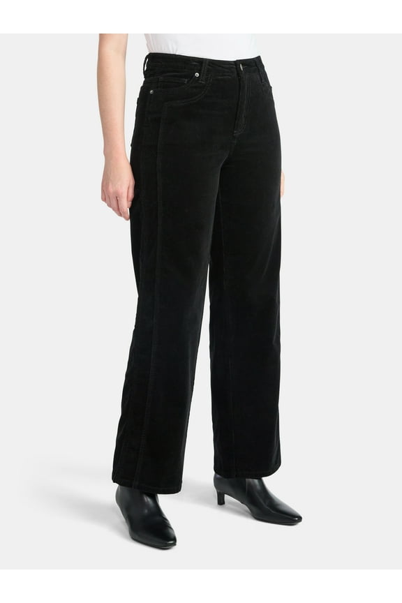 Women's and Women's Plus Corduroy Seamed Wide Leg Pants, 31" Inseam, Sizes 2-22