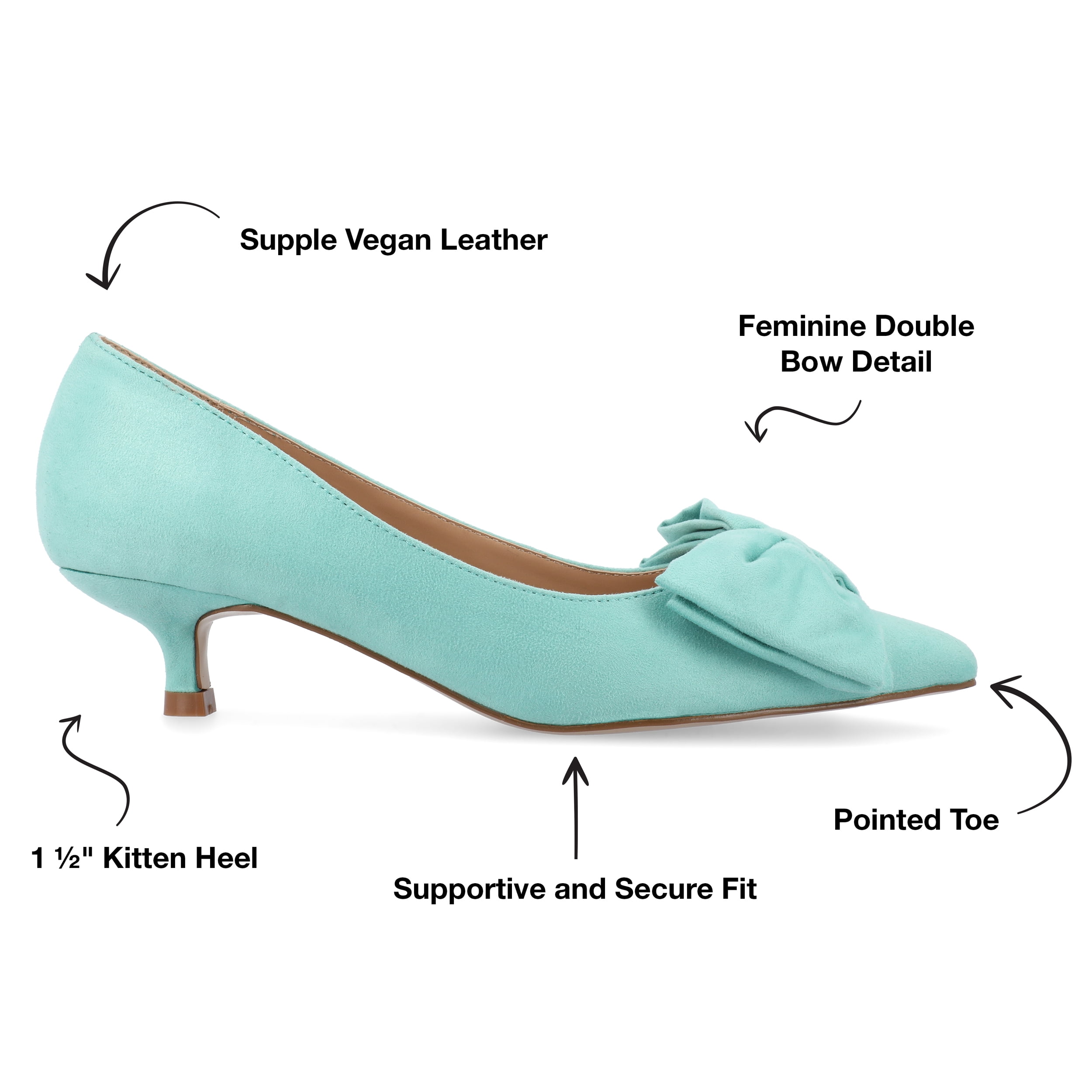 Journee Womens Orana Pointed Toe Kitten Heel Pumps, Widths Available