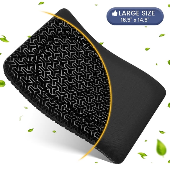 AOLIGO Gel Seat Cushion for Long Sitting, Office Chair, Car, Wheelchair, Black