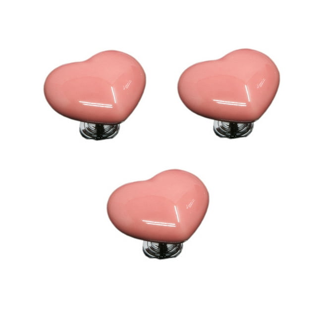 Naiovety 3x Perillas únicas para cajones con forma de corazón y pescado para puertas de gabinetes, cajones, puertas, manijas de gabinetes y Decoración del hogar Rosa talla grande