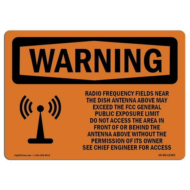 SignMission OS-WS-A-1824-L-12365 18 x 24 in. OSHA Warning Sign - Radio Frequency Fields Near with Symbol