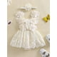 thumbnail image 3 of Conjunto de verano para bebé niña, pelele de malla con bordado floral y diadema con lazo, 2 piezas., 3 of 9