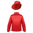 thumbnail image 2 of MSemis Kids Boys Shiny Sequin Hip-Hop Jazz Choir Shirt and Hat Dance Outfits Red 7-8, 2 of 7