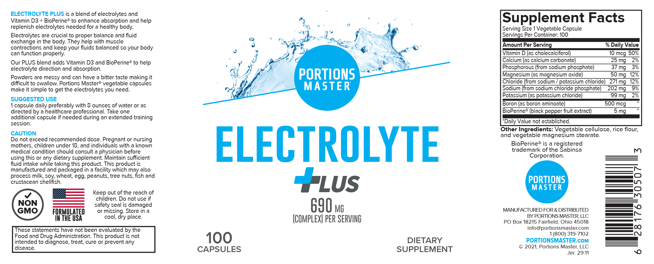 Portions Master Electrolyte Plus (Advanced Hydration)