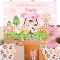 thumbnail image 4 of Sursurprise Pink Farm Animals 2nd Birthday Decorations for Girl, Oink Baa Moo I am Two Banner Backdrop, Number 2 Balloon, Farm Yard Party Supplies, 4 of 6