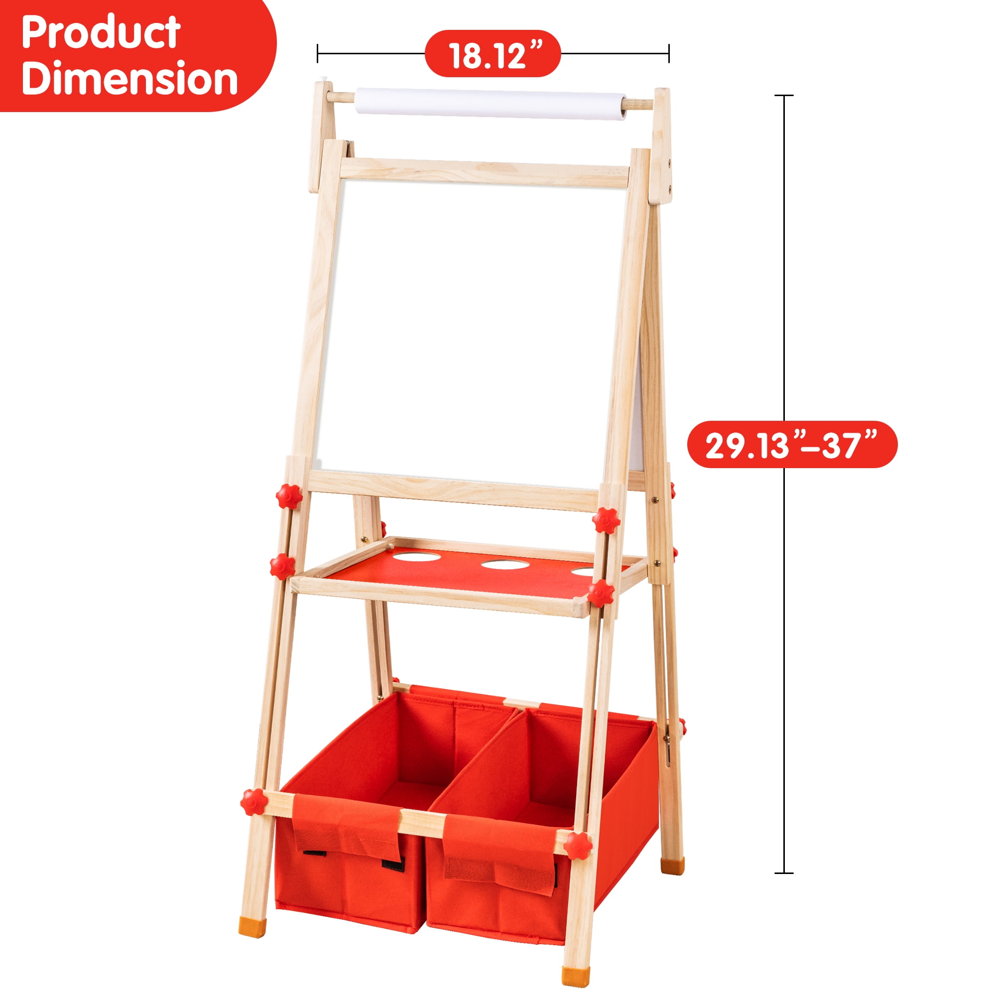 Finenolo All-in-One Art Easel Kids Easels for Kids, Height Adjustable Wooden Art Easel with Paper Roll  for Toddlers 2-4 Years and Magnetic Double Sided Art Easel for Kids Ages 4-8