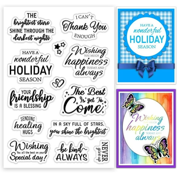 Wishing Words Clear Stamps 6.3"x4.3" Sentimental Blessing Words Silicone Transparent Stamps for Card Making Greeting Scrapbooking
