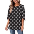thumbnail image 4 of Maplenight Long Blouses for Women Slit 3/4 Sleeve Polka Dot Tunic Tops Relaxed Fit Business Office Dressy Blouses, 4 of 7