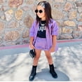 thumbnail image 3 of One opening Autumn Fashion Kids Girls Blazer Clothing Sets 2Pcs Purple Solid Long Sleeve Single Breasted Coat Tops + Shorts Outfits, 3 of 6