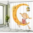 thumbnail image 5 of Ambesonne Feminine Shower Curtain, Sitting on the Moon, 69"Wx84"L, Orange, 5 of 5