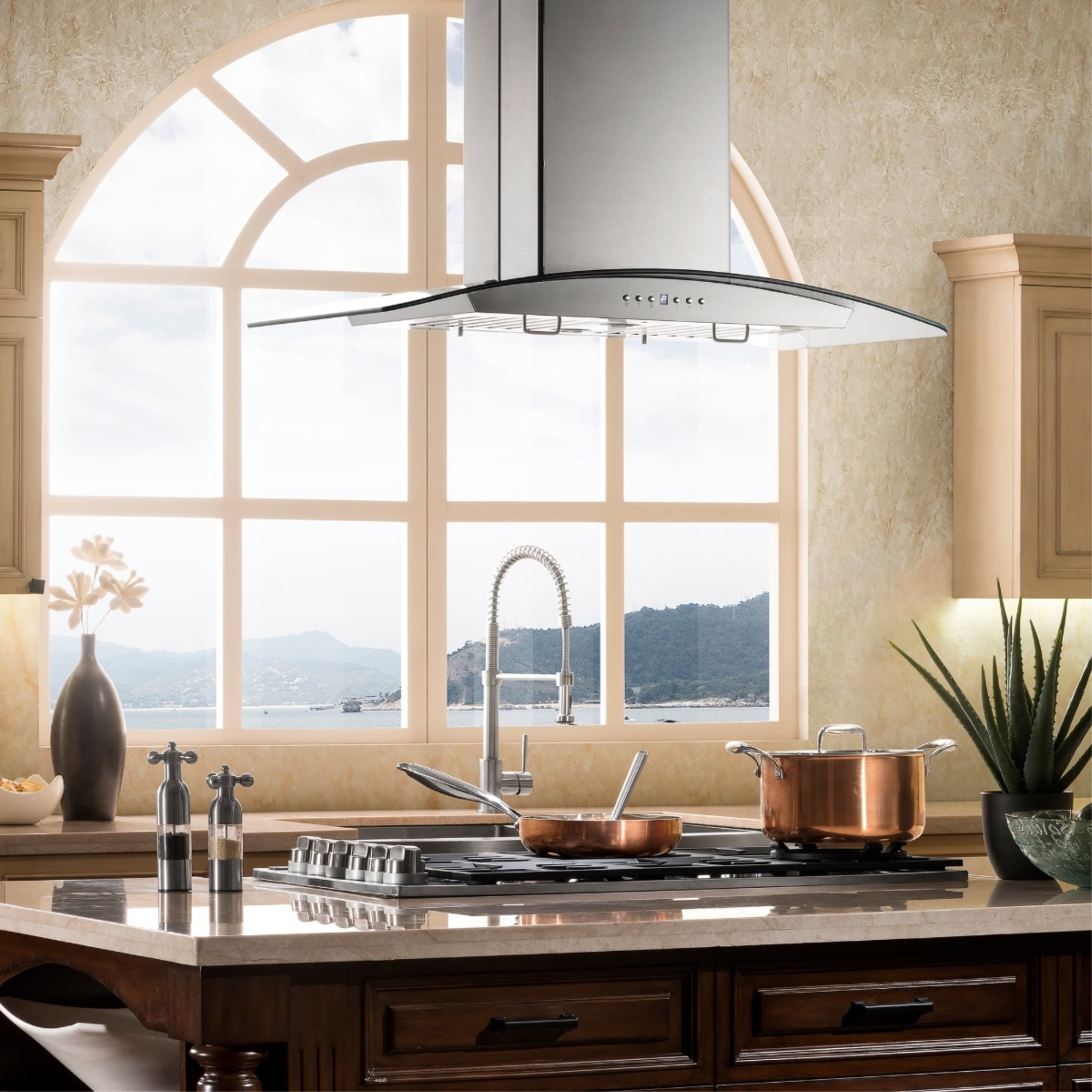 Glass top range hood