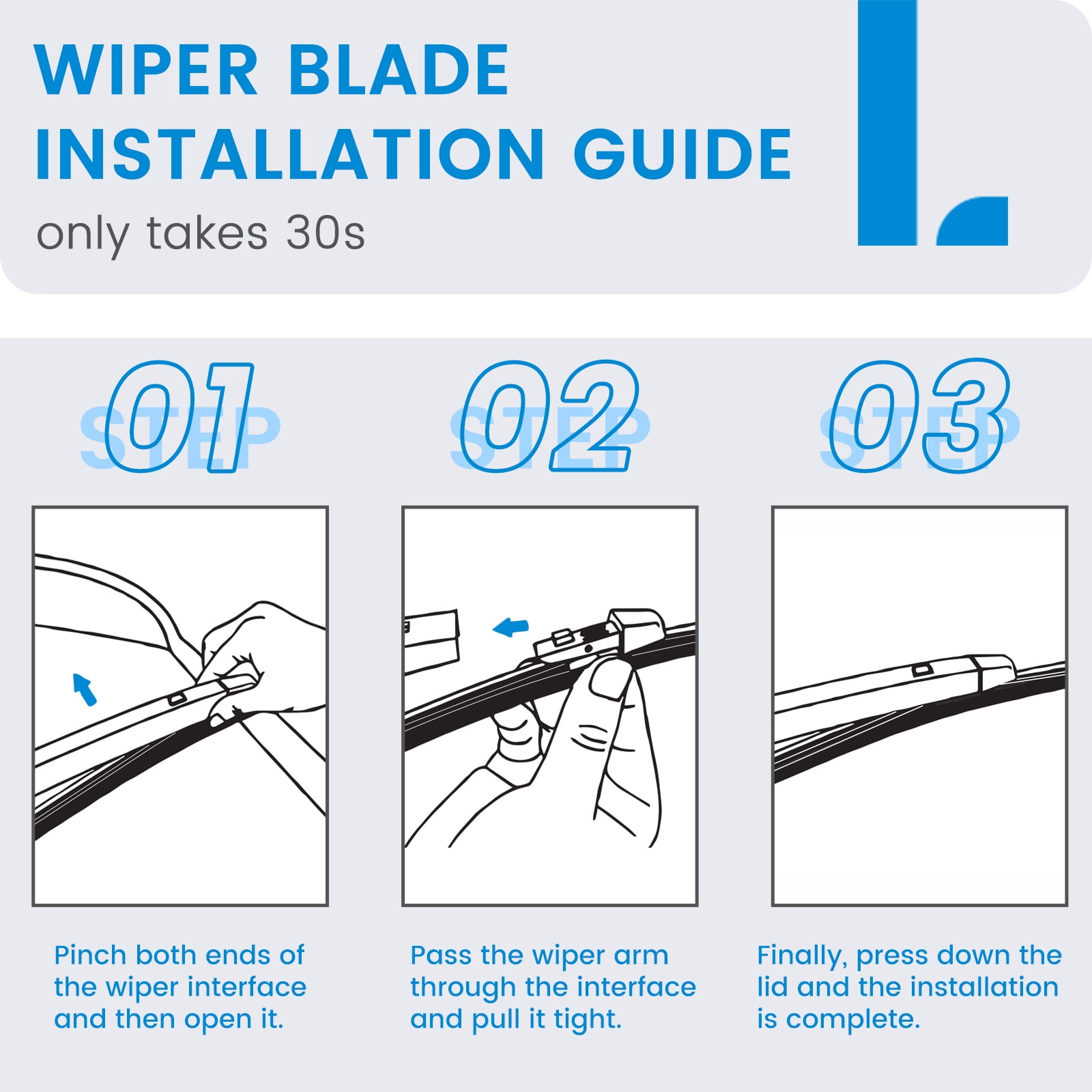 LADEWEU® 3 Wipers 25"+22"+15" for Volkswagen Tiguan 2018-2022 All Weather Original Equipment Replacement Front with Rear Windshield Wiper Blades Set (Pack of 3)