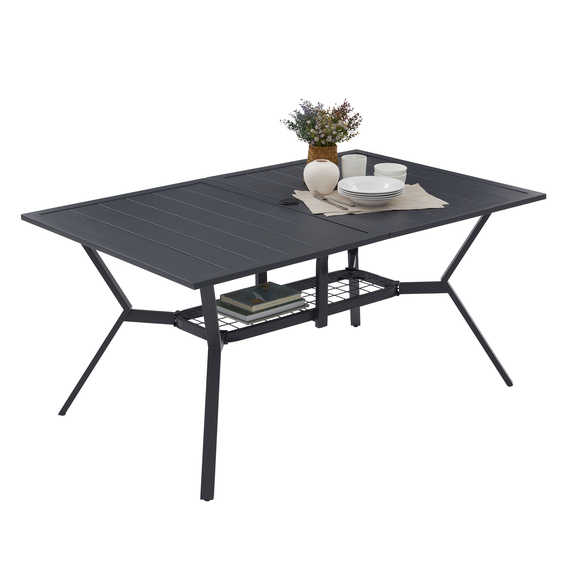 VICLLAX Rectangle Patio Dining Table for 6 Person, 59"x38" All Weather