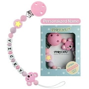 Tyry.hu Personalized Pacifier Clip with Name,Teething Beads for Baby Infant,Send Your Baby's Name to Start Customizing