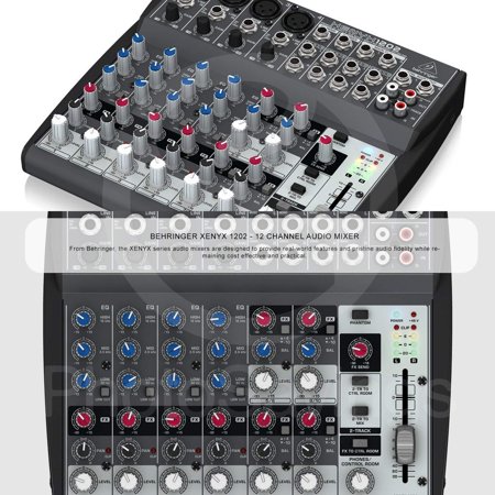 Behringer XENYX 1202 12 Channel Audio Mixer and Bundle w/ Closed