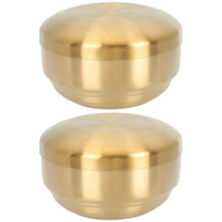 

2 Pcs Stainless Steel Bowl Korean Style Rice Bowl Double-layer Food Serving Bowl