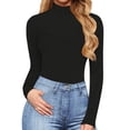 thumbnail image 5 of Women's Mock Turtle Neck Long Sleeve Tops Bodysuit Jumpsuit, 5 of 6