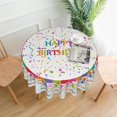 thumbnail image 5 of Happy Birthday Tablecloth Round 70x70 Inch Colorful Balloons Decor Table Cloth,Stain Resistance Coloured Flag Ribbon Decorative Table Covers for Kitchen Dining,Small Tablecloth for Party Picnic, 5 of 5