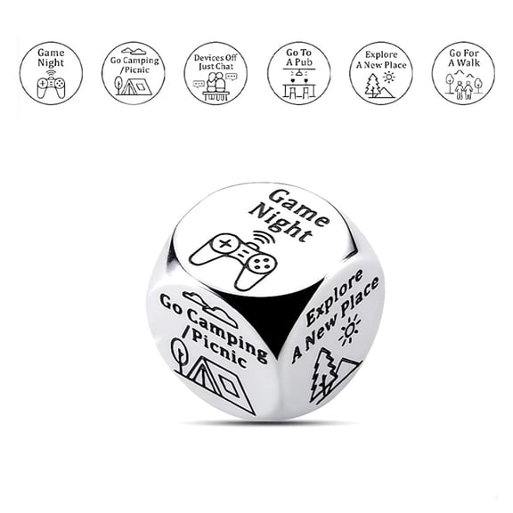 Stainless Steel Decision Dice For Couples Date, Engaging / Interactive Activity & Food Choice Dice, Birthday Valentine's Gift For Him Her