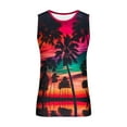 thumbnail image 3 of Penkiiy Beach Tank Top for Men Sunset Coconut Print Summer T Shirt Casual Crewneck Vest Sleeveless Stylish Tank Tops Blouse 2XL Multicolor, 3 of 4