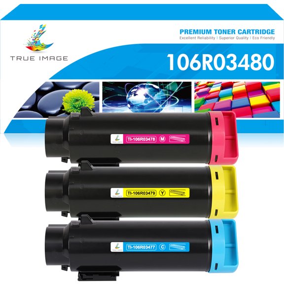 True Image 3-Pack Compatible Toner Cartridge for Xerox 106R03477 Phaser 6510N 6510DNM 6510DNI WorkCentre 6515N 6515DNM 6515DNI Printer (Cyan,Magenta,Yellow)