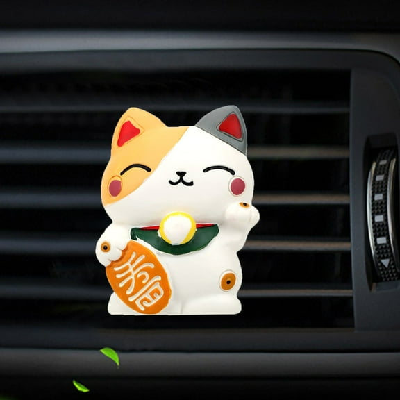 Lucky Cat Car Air Freshener Perfume Vent Fragrance Clip Automobile Aroma Diffuser Decoration (White)