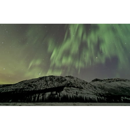 Aurora borealis over mountain, Annie Lake, Yukon, Canada Poster Print - Item #