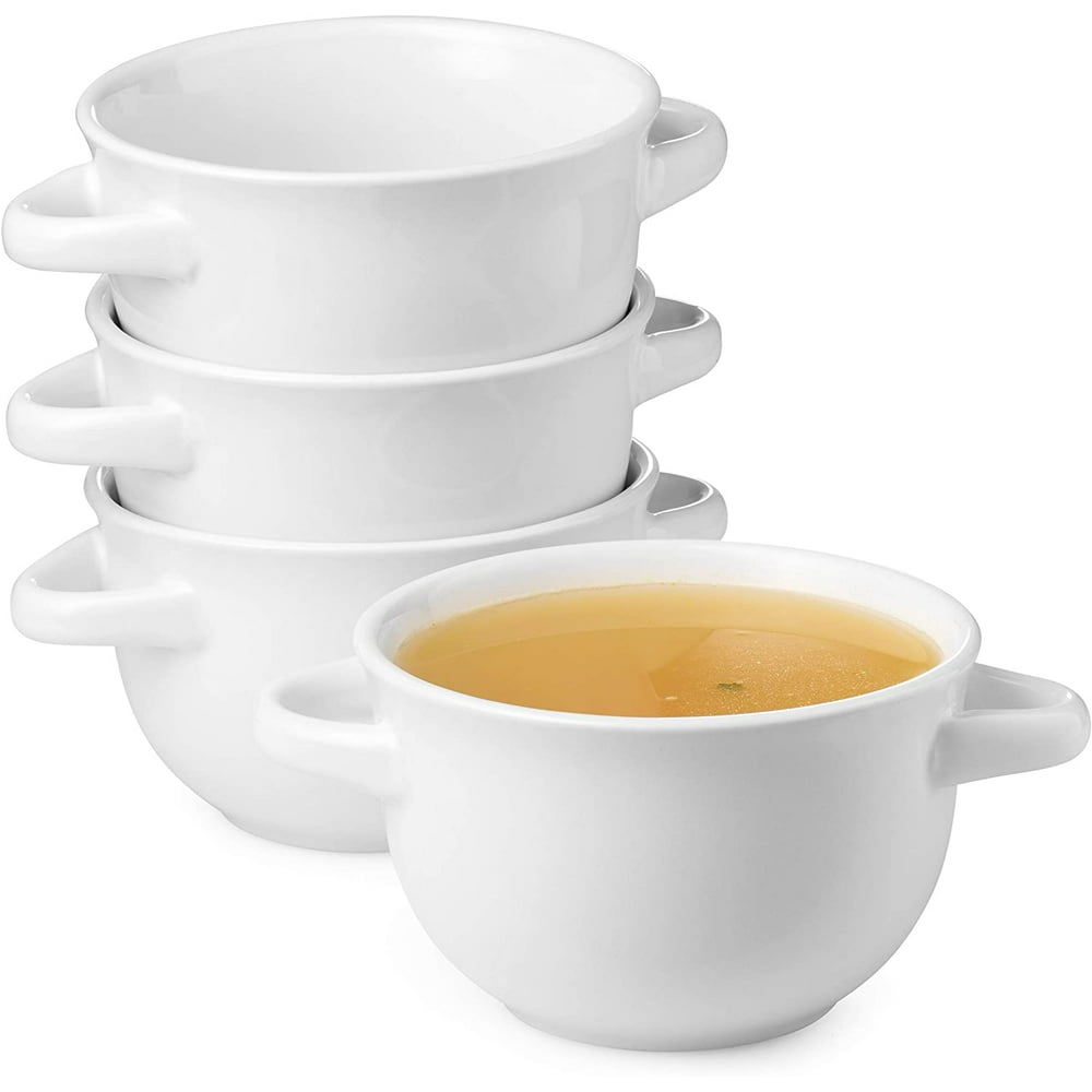 Kook Soup Bowls Crocks with Handles, 18 oz, Set of 4, White Walmart