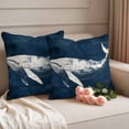 thumbnail image 2 of Summer Whale Outdoor Waterproof Pillow Covers, Ocean Vintage Wooden Grain Blue Decorative Square Throw Pillowcase Sofa Cushion Sham for Patio/Couch/Chair, 18"x18" 2 Pack, 2 of 8