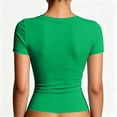 thumbnail image 7 of Basic Womens V Neck Short Sleeve T Shirt Slim Fit Tees Summer Y2k Going Out Fitted Tops Tight Shirts Green 2XL, 7 of 7