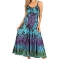 thumbnail image 1 of Sakkas Adela Women's Tie Dye Embroidered Adjustable Spaghetti Straps Long Dress - Fuschia - L/XL, 1 of 5