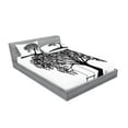 thumbnail image 2 of Ambesonne Nature Fitted Sheet & Pillow Sham Set, Flowersnd Grass Garden, Full, Black and White, 2 of 2