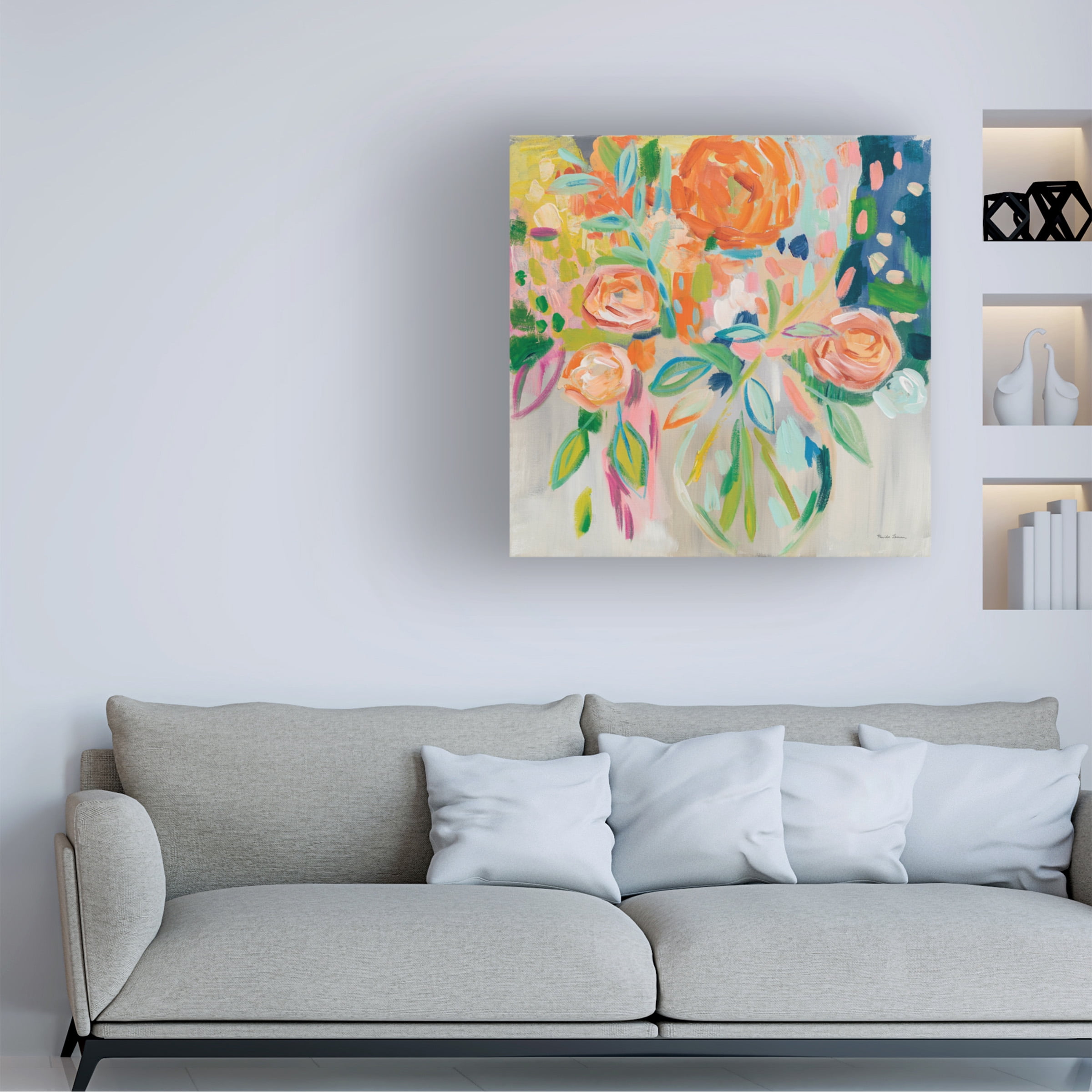 Farida Zaman 'Summer Orange Floral' Canvas Art