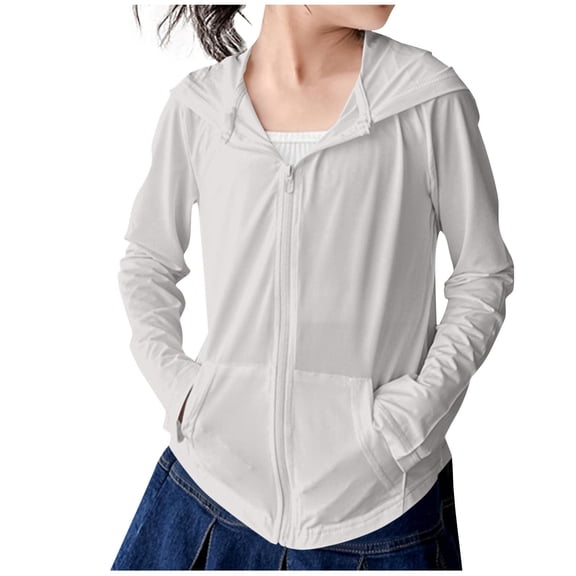 UPF 50 Kids Sun Protection Jacket Girls' Lightweight Hoodie Long Sleeve Zip Up Rash Guard for Beach Outdoor Play,Size 4-5 T