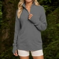 thumbnail image 2 of Womens Tops Casual Pullover Hoodie Knit Sweaters Y2K Trendy Back to School Outfit Women's Comfortable Long Sleeve Half Zipper V Neck Casual Rib Knitted Sweater Women's Pullover Top, 2 of 5