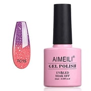 AIMEILI Soak Off UV LED Temperature Color Changing Chameleon Gel Nail Polish - New Glitter Purple To Pink (TC15) 10ml