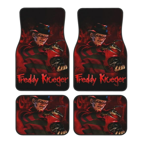 Freddy Krueger Car Floor Mats Set of 4, Anti-Skid Universal Automotive Carpet Front Rear Floor Foot Pads Interior Accessories Decorative for Vehicle Car Truck SUV Van