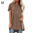 thumbnail image 3 of Qarigey Camisa de mujer con cuello y manga corta en color liso Prendas para la parte del cuerpo Caqui M Qarigey AP001654-17, 3 of 4