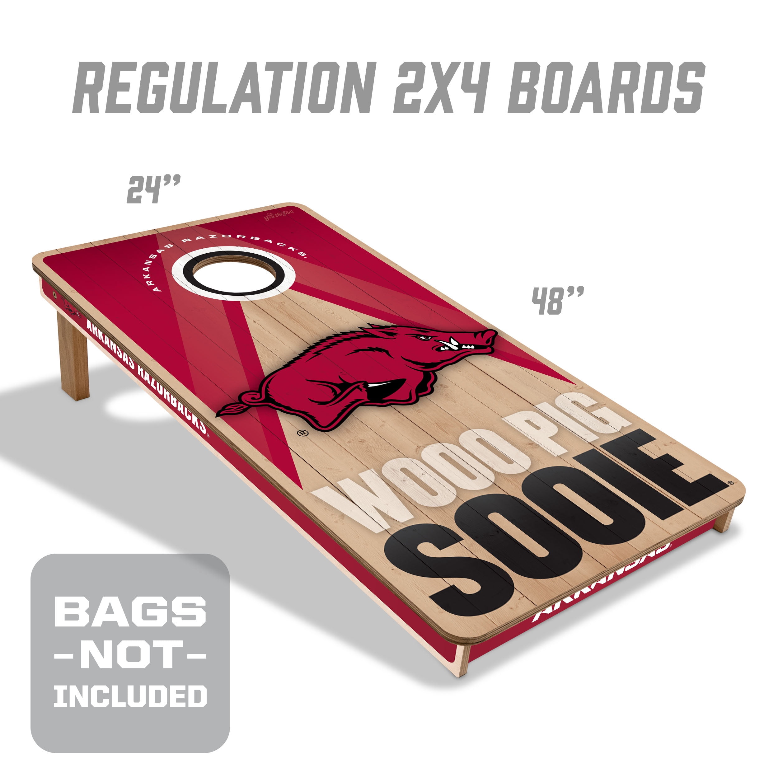 YouTheFan NCAA Arkansas Razorbacks 2X4 Slogan Series Cornhole NO BAGS