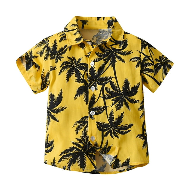 Odeerbi 6M-13Y Niños Camisa Hawaiana Verano Playa Camisas de Algodón Niños Blusa de Manga Corta Flor Tropical Camisa Estampada Ocio Tops