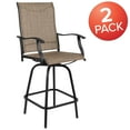 thumbnail image 4 of Emma + Oliver Patio Bar Height Stools Set of 2, All-Weather Textilene Swivel Stools in Brown, 4 of 15
