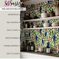 thumbnail image 5 of S4sassy Removable Nature-inspired Waterproof Wall Wrap, Textured Finish Wallcover, Bird & Cherry Branch Contact Paper for Walls,Dresser, Self Adhesive Vinyl Wallpaper Roll- Green (25"x240"), 5 of 9