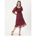 thumbnail image 5 of DressBerry Women’s Printed Poly Georgette Sweetheart Neck Puff Elbow Sleeves Calf Length Light Weighted Tiered Hem Casual&nbsp;Summerwear Beachwear Partywear All Purpose One Piece Dress, 5 of 7
