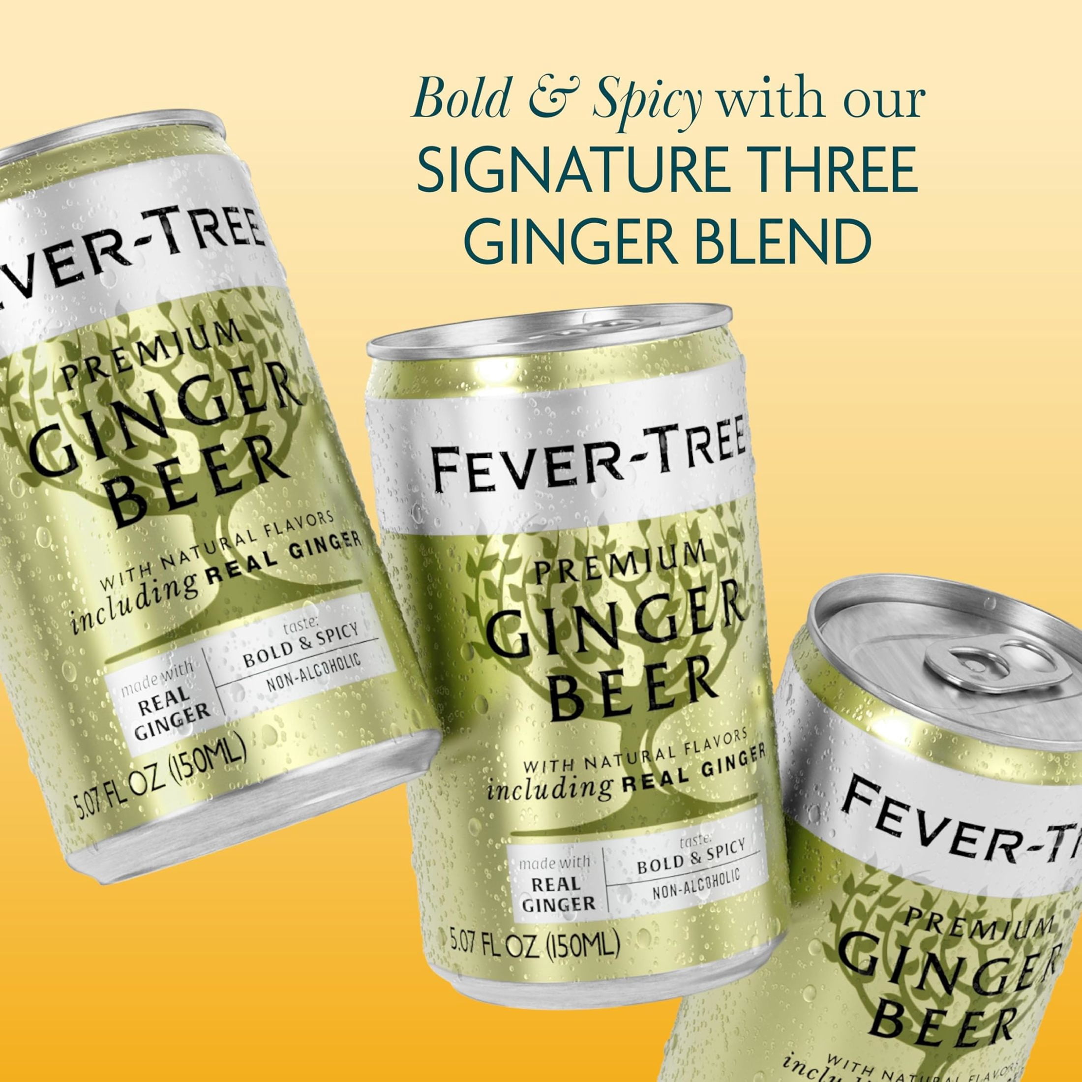 Fever-Tree Premium Ginger Beer , 8 Pack, 150 ML Aluminum Cans, 0% ABV