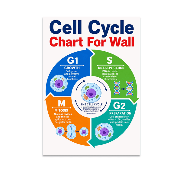 Biology Lab Cell Cycle Chart Poster - Science Enthusiast - 13x19 Poster Print