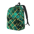 thumbnail image 1 of Disketp Green Mosaic Glass Mochila de Lona Estampada, Mochila Escolar de Viaje Ligera para Estudiantes y Portátil-Small, 1 of 5