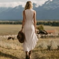 thumbnail image 4 of ShomPort Womens Summer Dresses Flowy Ruffle Hem Deep V Neck Sleeveless Elegant Vacation Boho Sundresses, 4 of 6